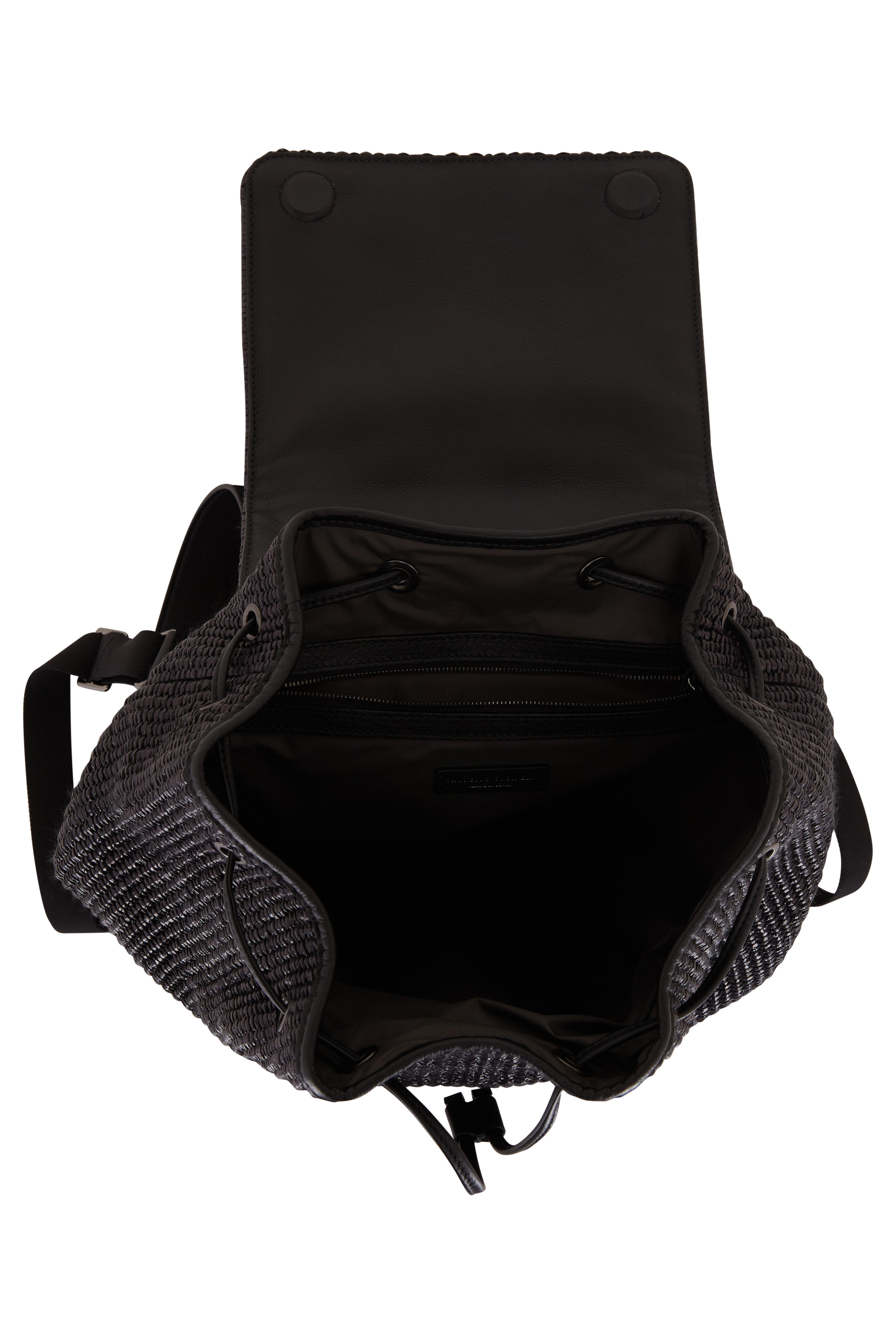Brunello Cucinelli - Black Raffia Flap Backpack