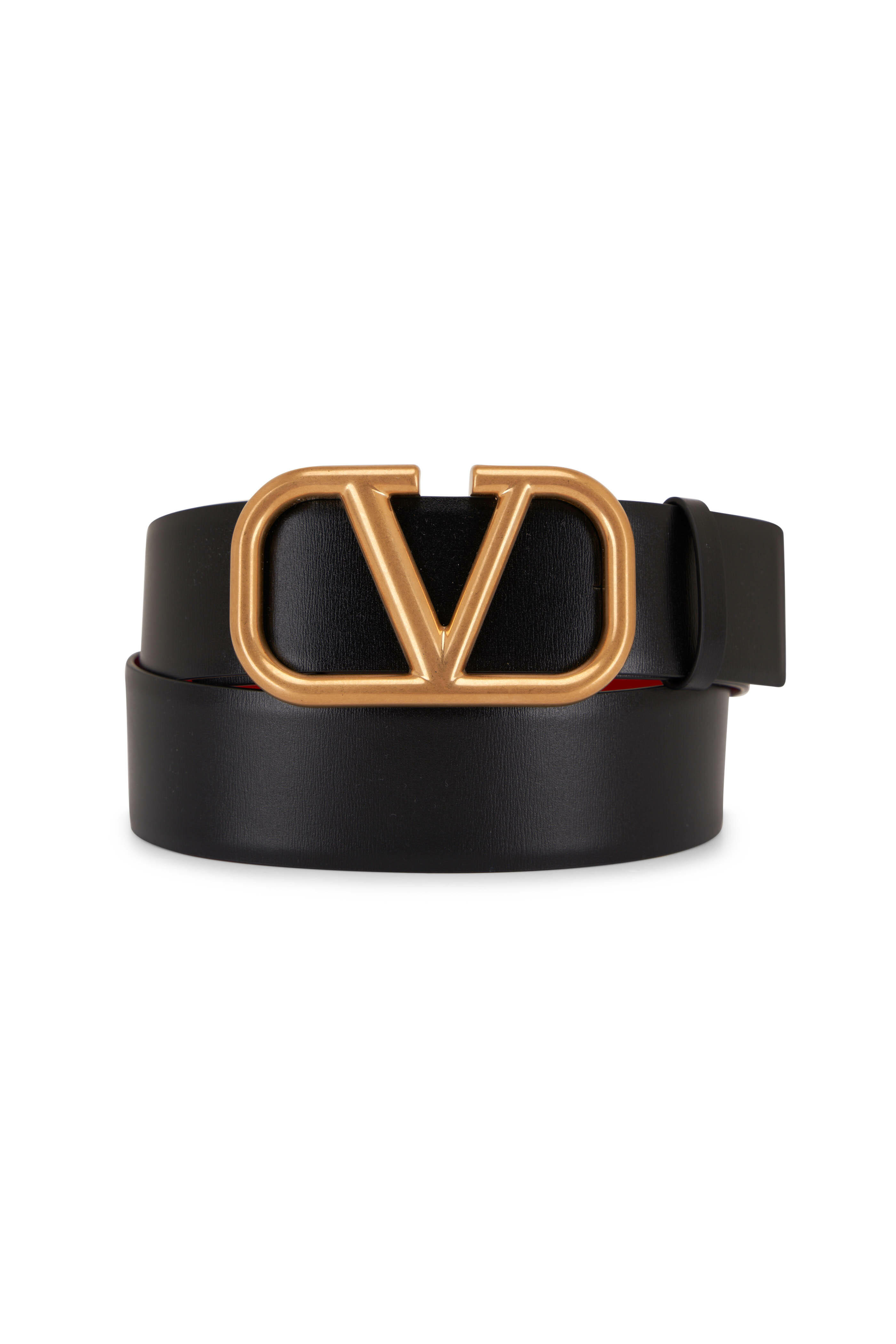 Valentino Garavani Women's Reversible Vlogo Leather Belt - Black Red - Size Small