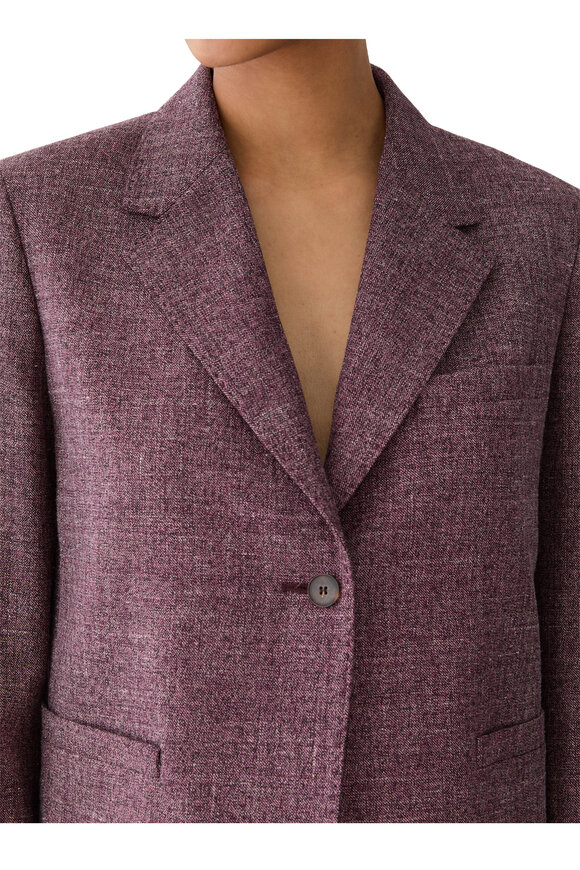Lafayette 148 New York Mulberry Wool Mouliné Cropped Boyfriend Blazer - view 4