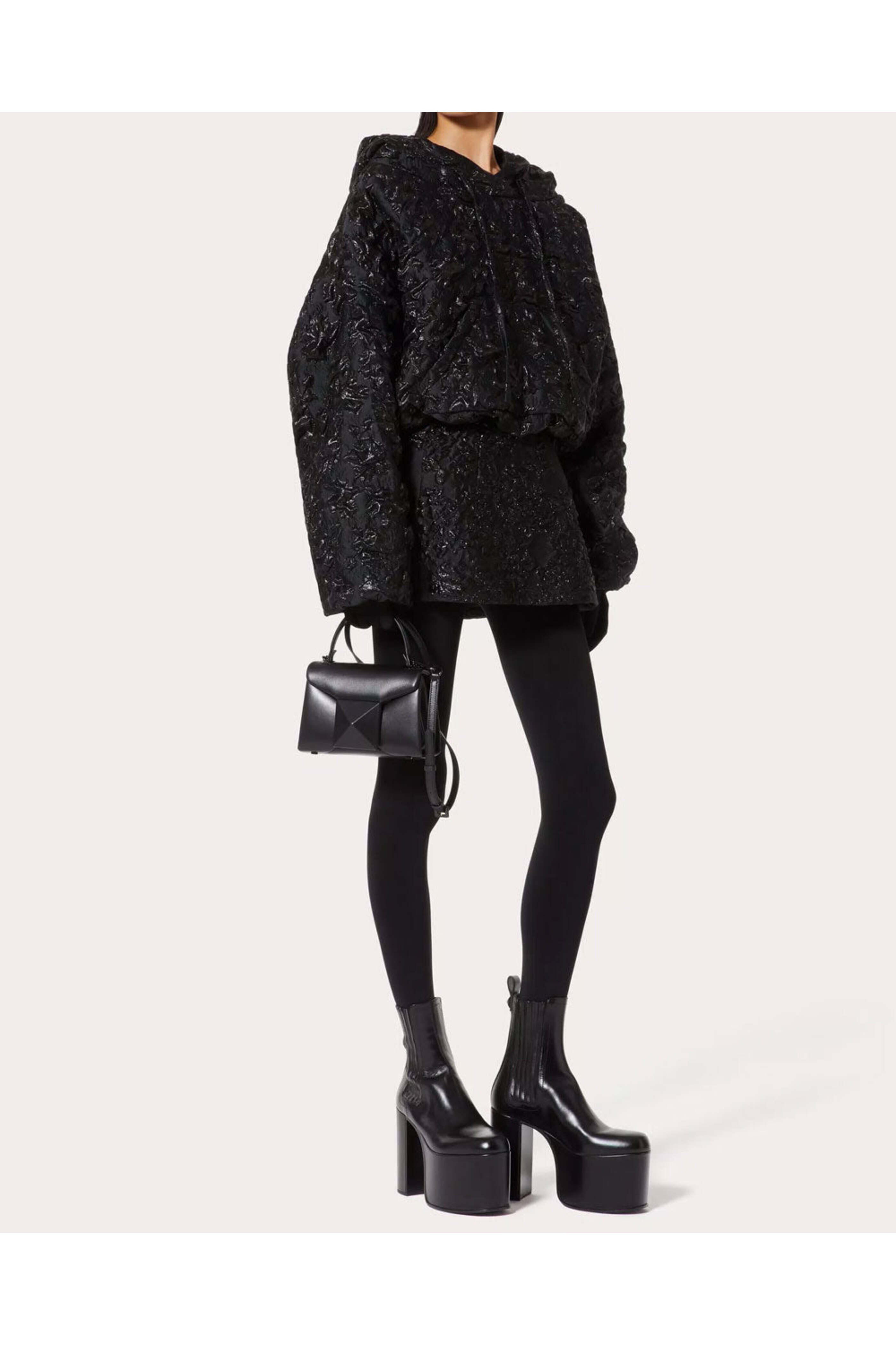 【VALENTINO】ONE STUD MINI HANDBAG Valentino Black Lambskin Leather One Stud Mini Top Handle