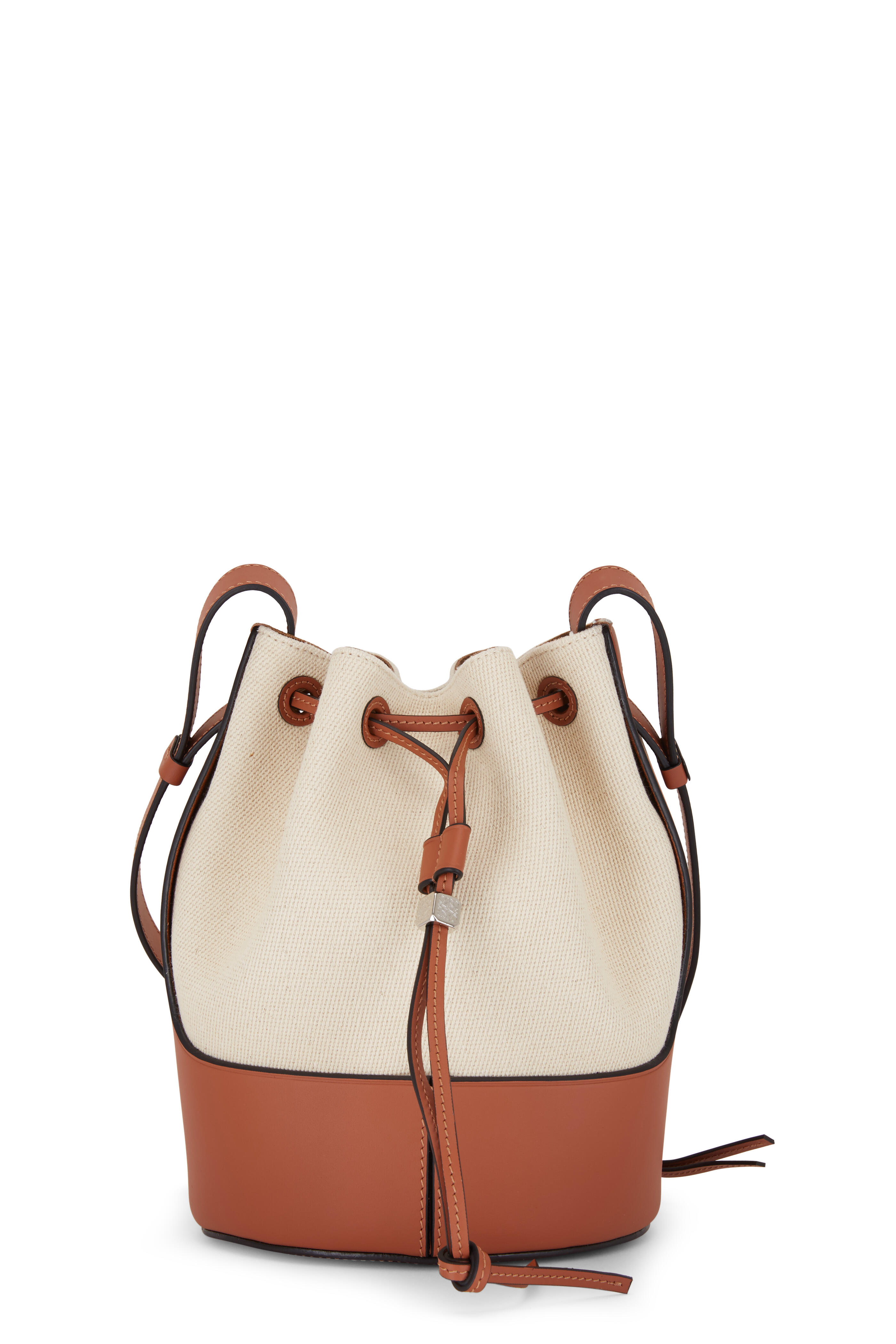 Loewe Small Balloon Bag Canvas and Calfskin In Brown