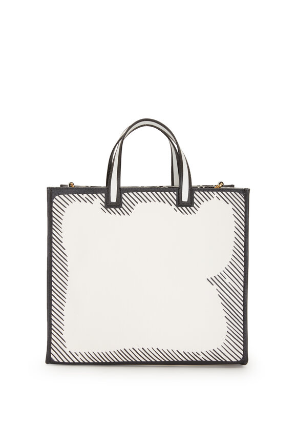 Fendi - White & Black Glazed Canvas Shopper 