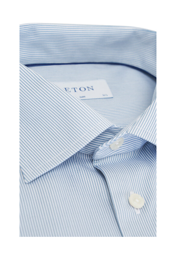 Eton - Light Green Stripe Cotton Dress Shirt