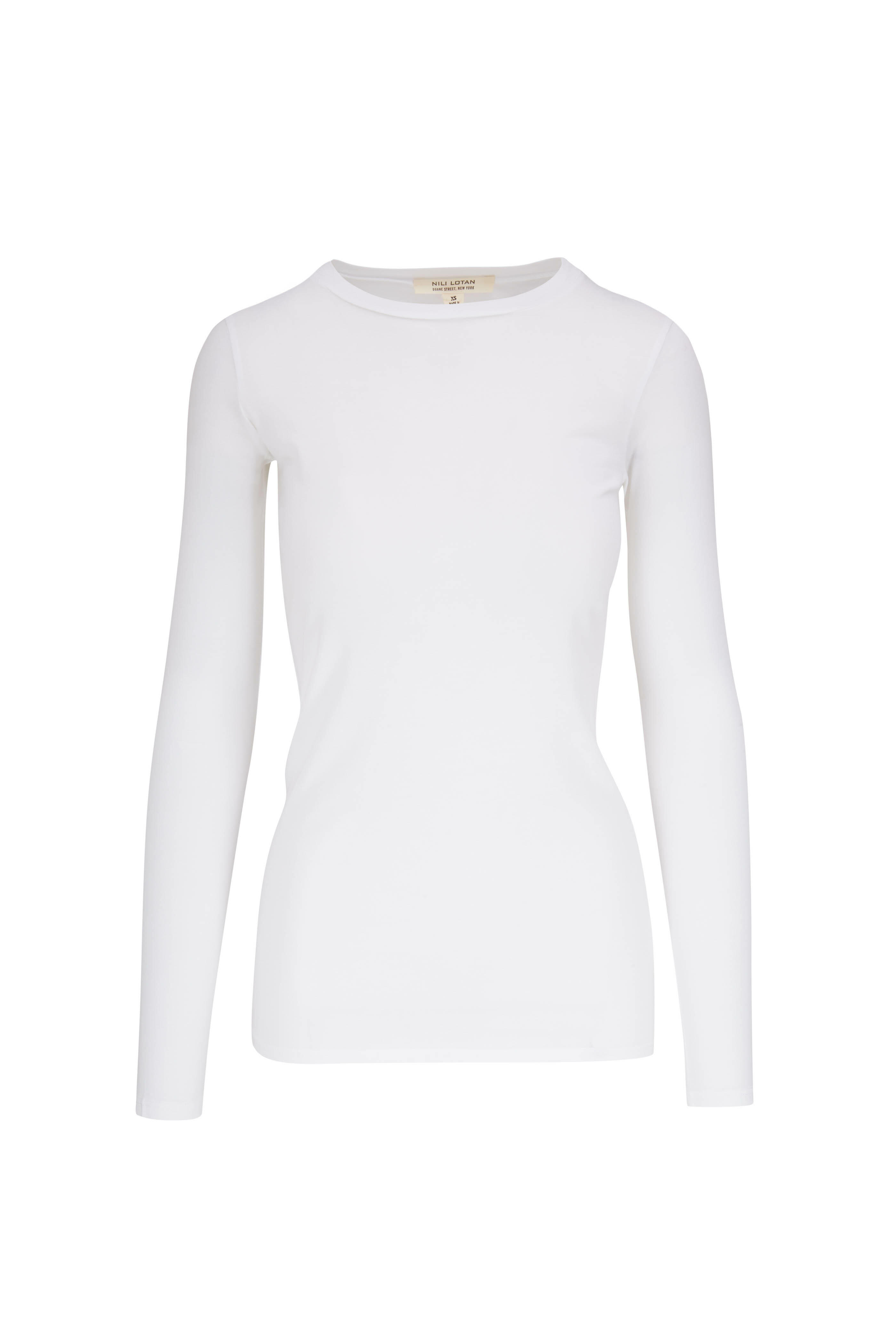 Nili Lotan - White Long Sleeve T-Shirt | Mitchell Stores