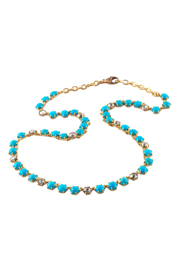 Sylva & Cie Diamond & Turquoise Necklace - view 2