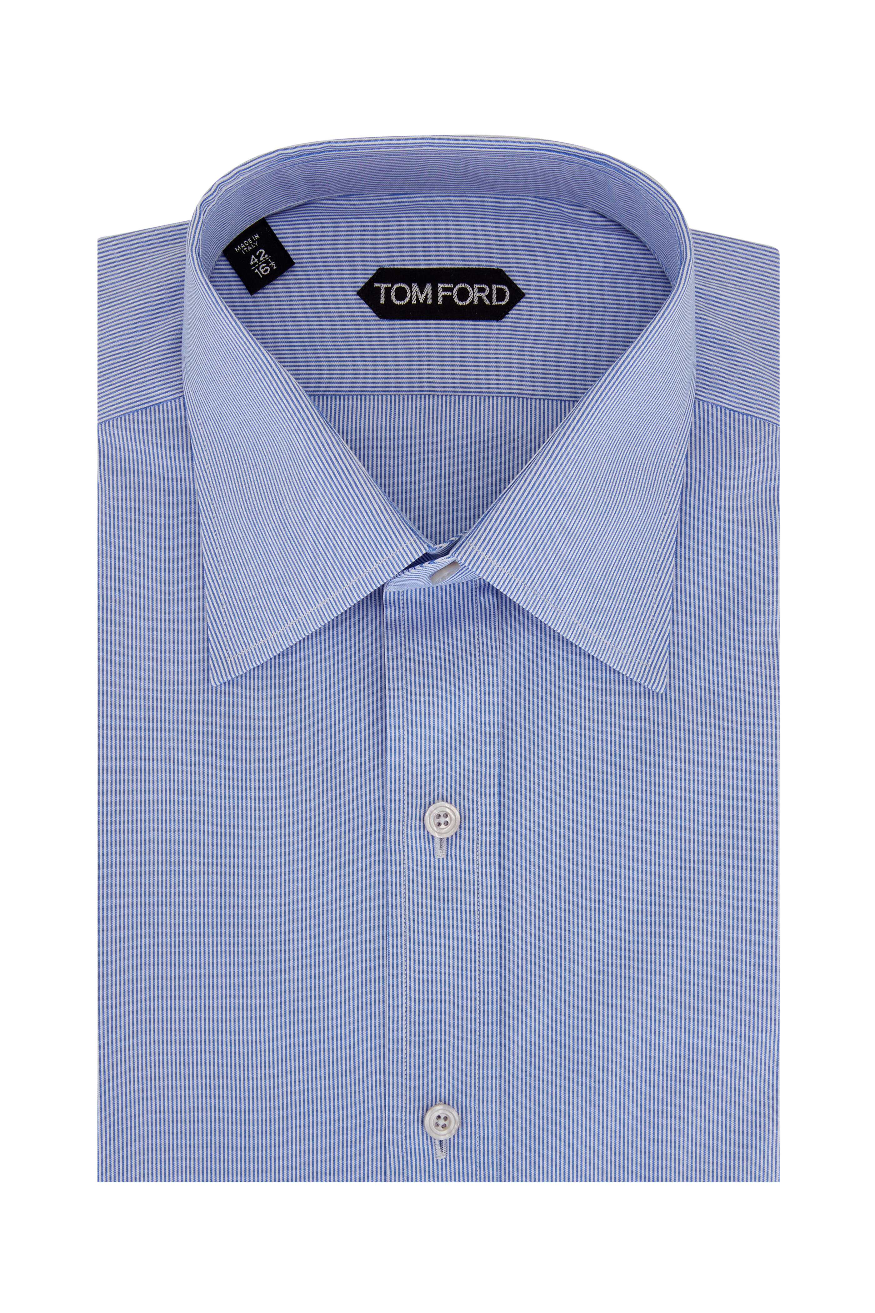 Tom Ford - Blue Micro Stripe Dress Shirt | Mitchell Stores
