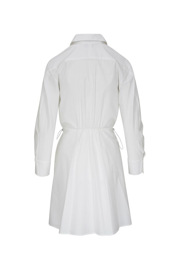 Vince - White Ruched Drawcord Shirtdress 