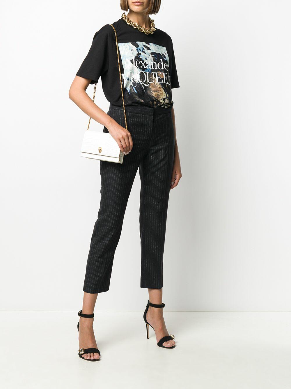 McQueen - Skull Deep Ivory Croc Embossed Leather Small Bag