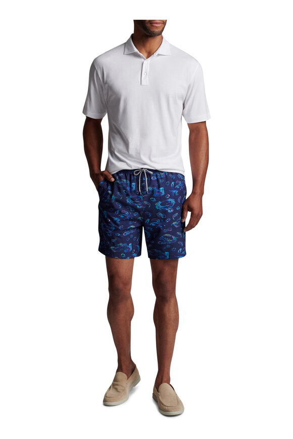 Peter Millar - Navy Crabs & Dice Swim Trunks