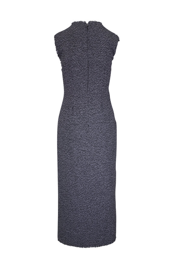 Michael Kors Collection Black & Ivory Frayed Crosshatch Tweed Sheath Dress - view 3