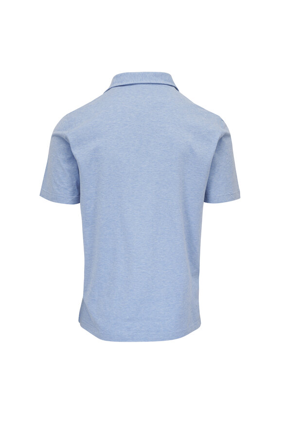 Fedeli Light Blue Jersey Mélange Cotton Polo - view 3