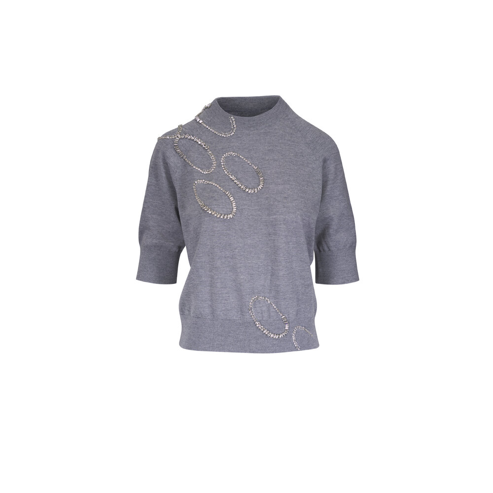 Dries Van Noten - Gray Wool Embellished Sweater | Mitchell Stores