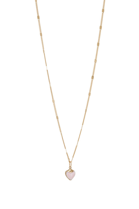 Cristina V. Small Pink Opal Heart Pendant Necklace