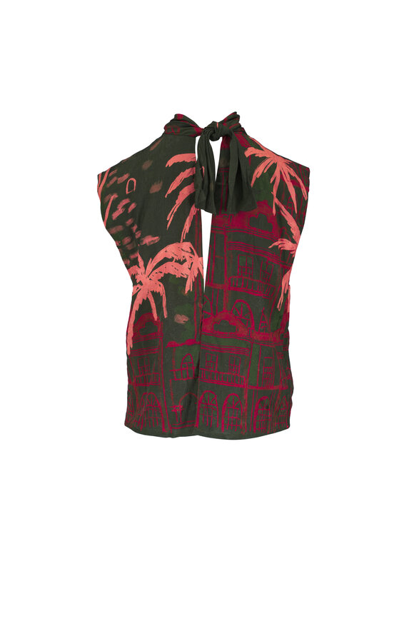Johanna Ortiz Mystic Shore Green Printed Jacquard Top - view 3