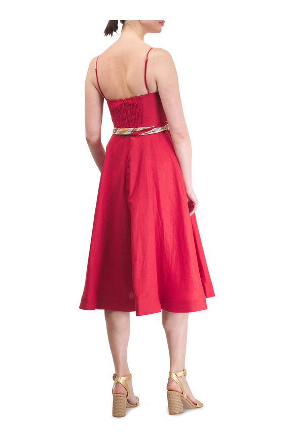 Zimmermann Rebellion Red Tuck Midi Dress - view 4