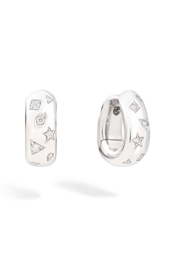 Pomellato - Iconica White Gold & Diamond Huggie Earrings