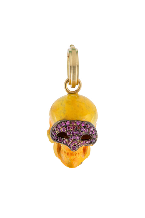Sylva & Cie Jasper & Purple Sapphire Rex Skull Pendant - view 1
