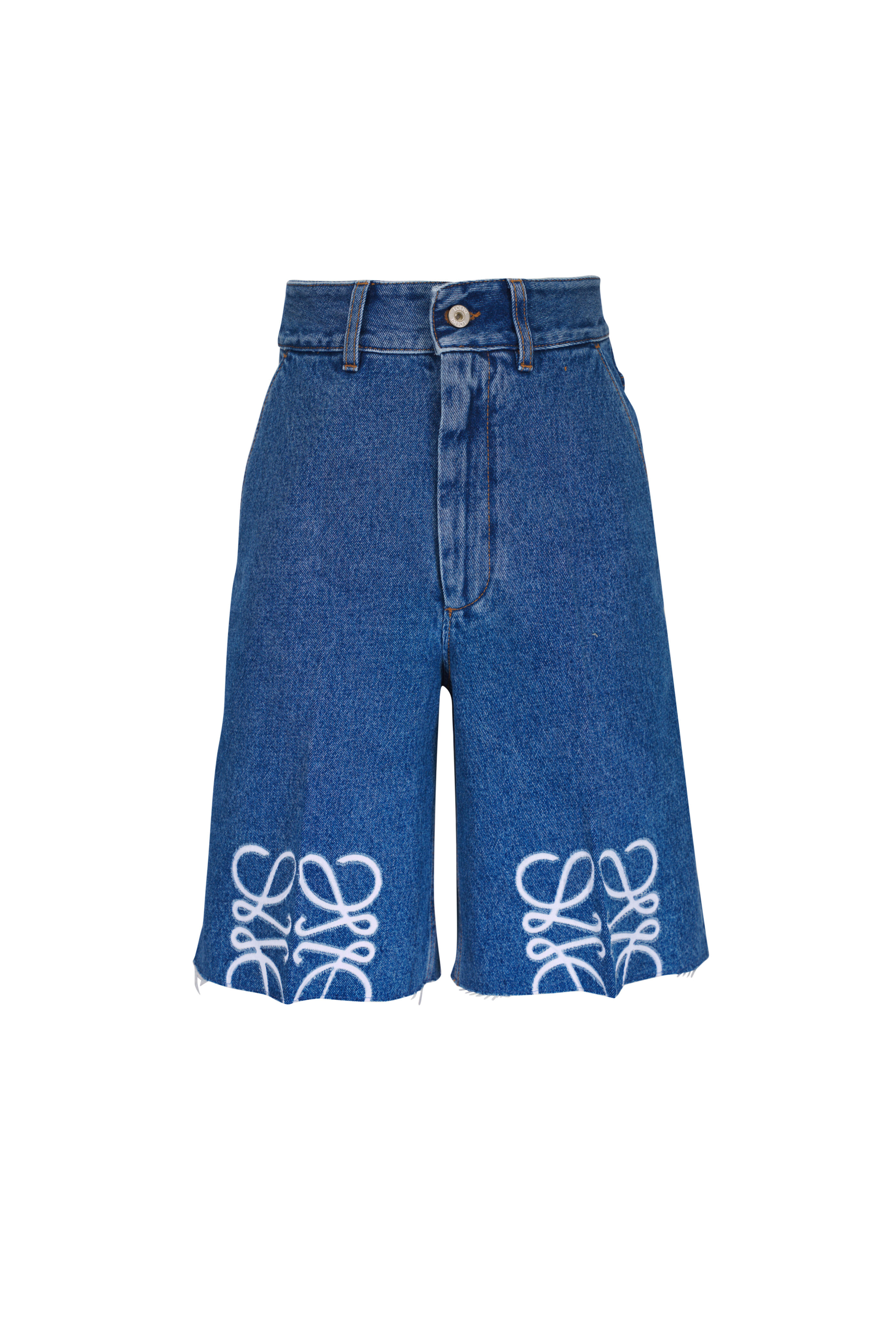 Loewe - Anagram Denim Cotton Bermudas