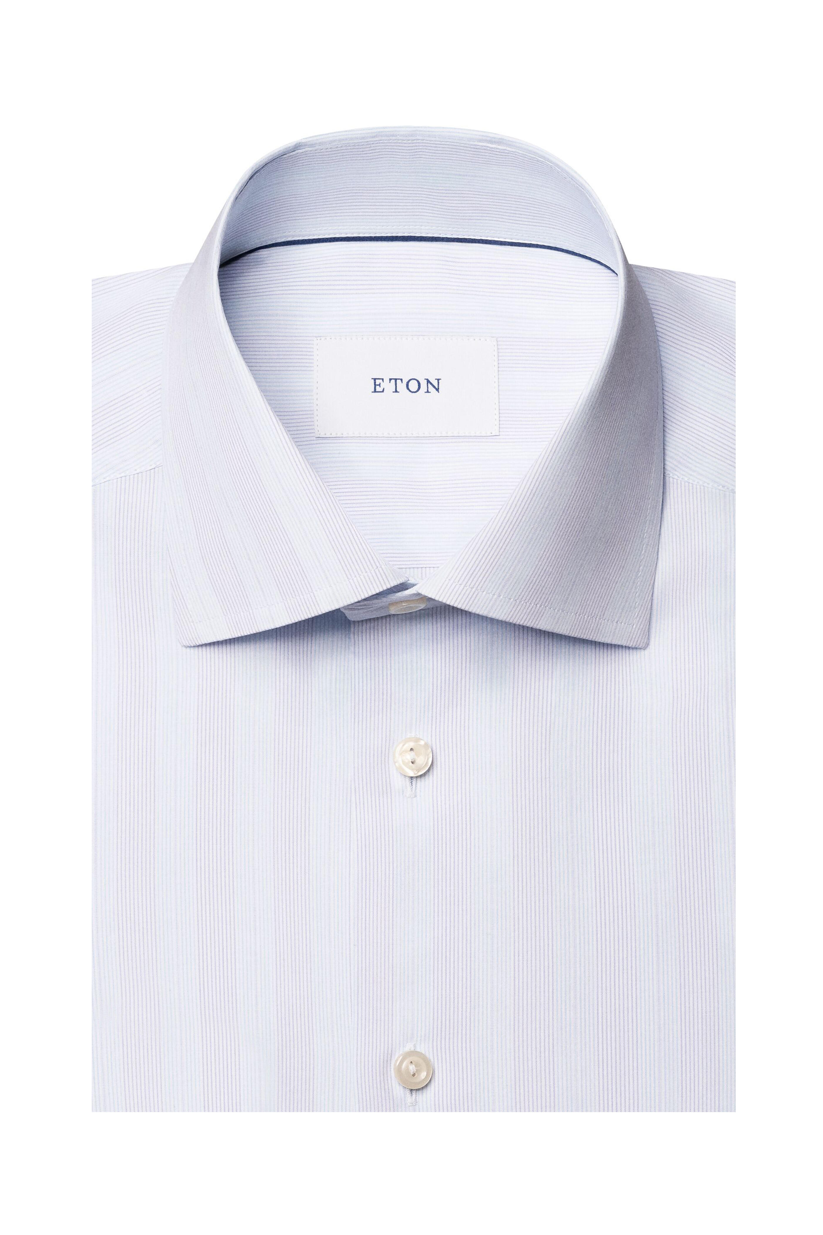 Eton - Light Blue & Purple Stripe Cotton Dress Shirt - view 7