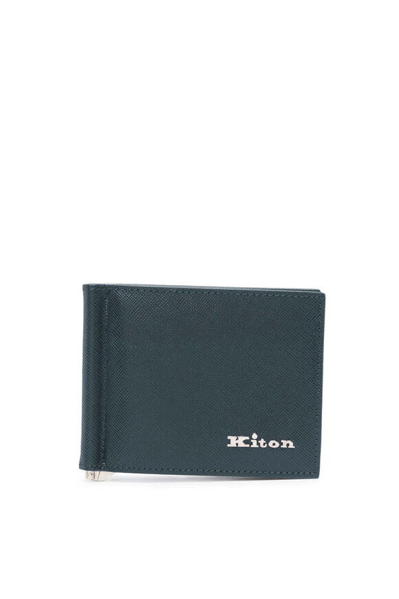 Tom Ford - Embossed Leather Money Clip Green Wallet