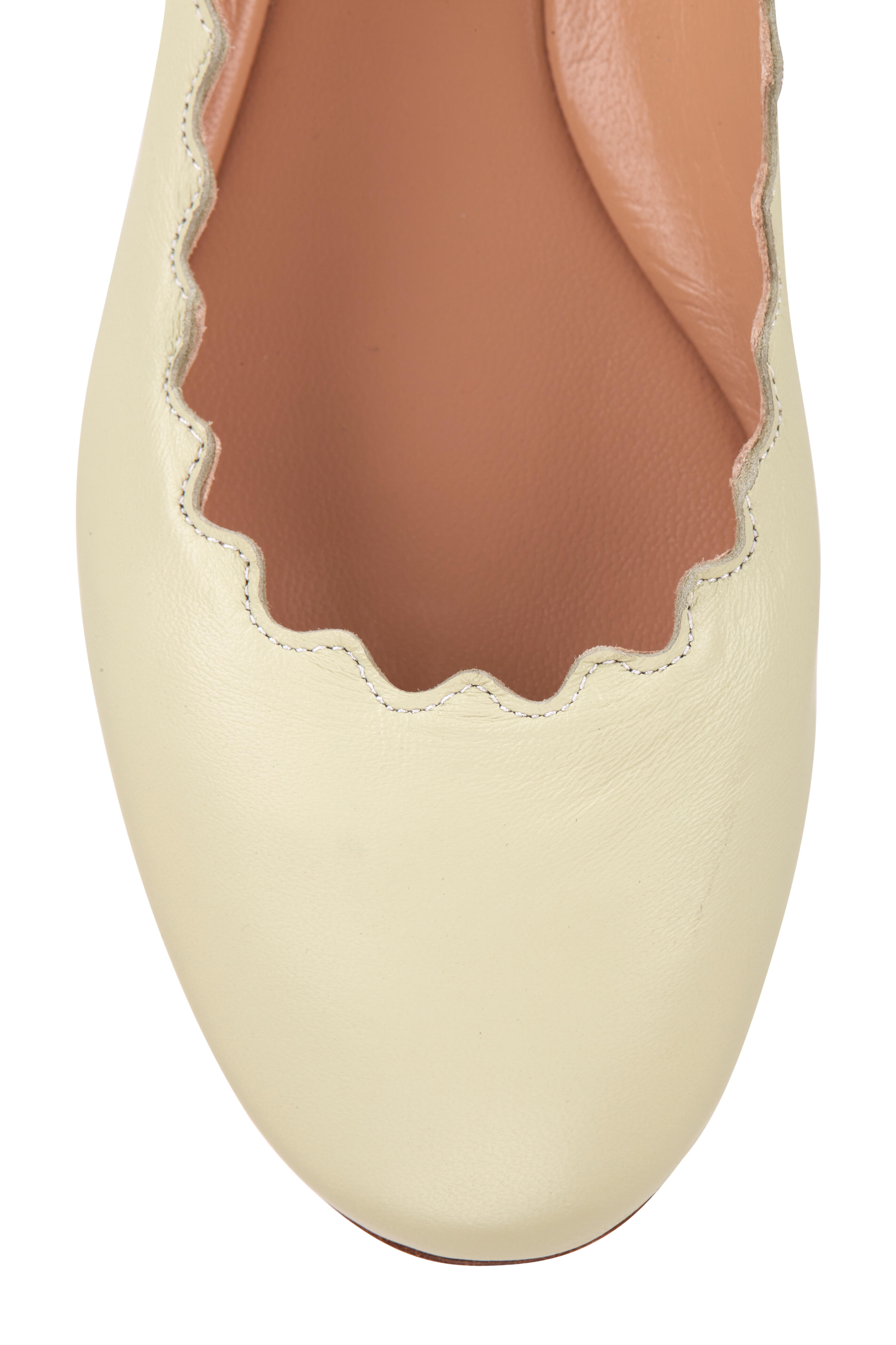 Chloé - Lauren Hazy Green Leather Scallop Ballet Flat