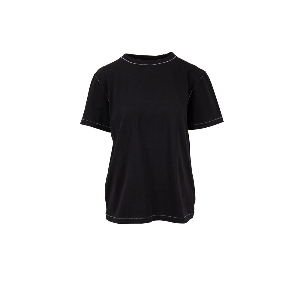 Helmut Lang - Black Contrast Stitch T-Shirt | Mitchell Stores