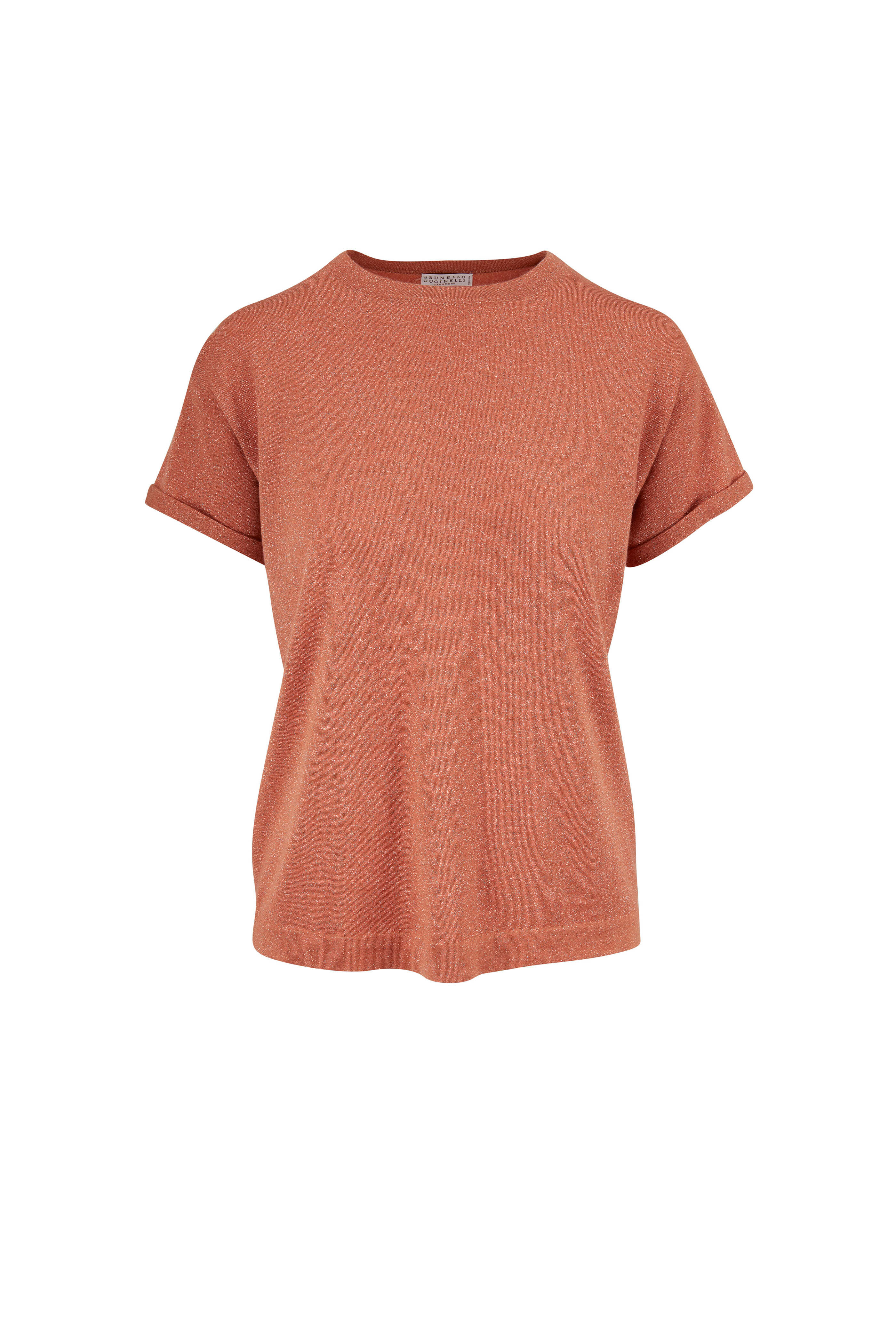 Brunello Cucinelli - Orange Cashmere Lurex T-Shirt