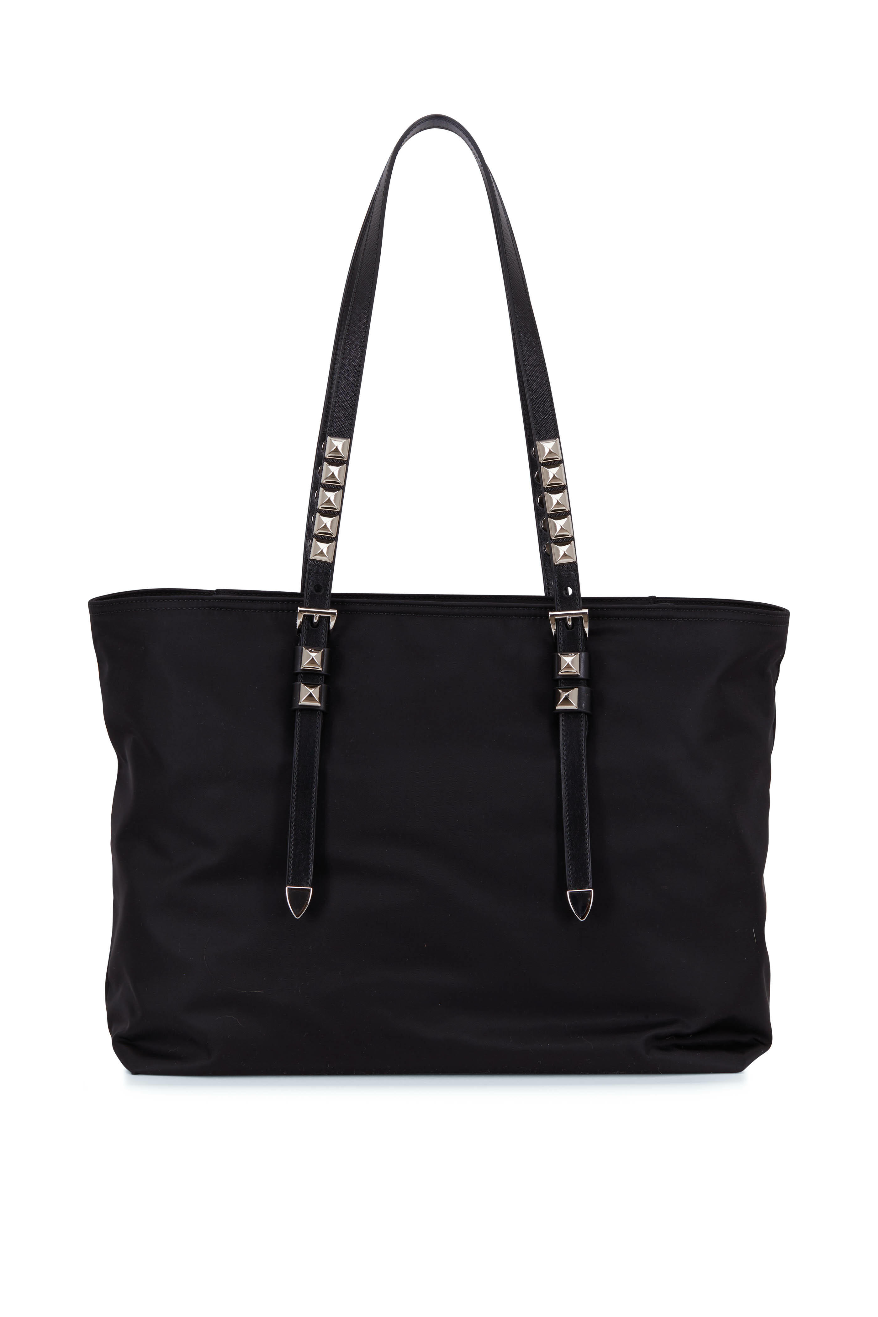 Prada - Black Nylon Stud-Embellished Tote Bag | Mitchell Stores