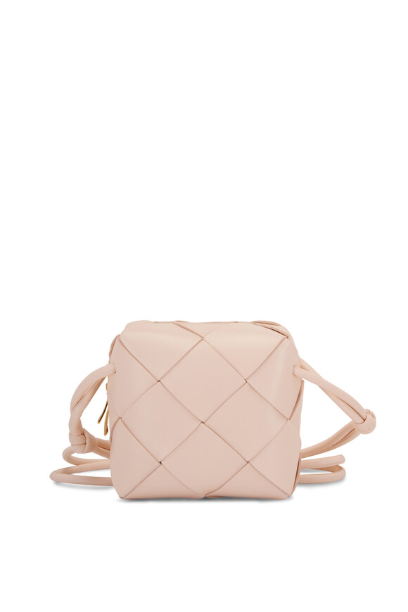 Bottega Veneta - Mini Cassette Pink Woven Leather Camera Bag