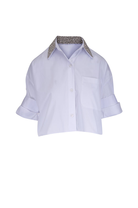 TWP Next Ex White Crystal Collar Button Up Blouse