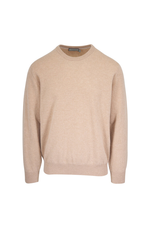 Canali Tan Wool & Cashmere Crewneck Sweater - view 1