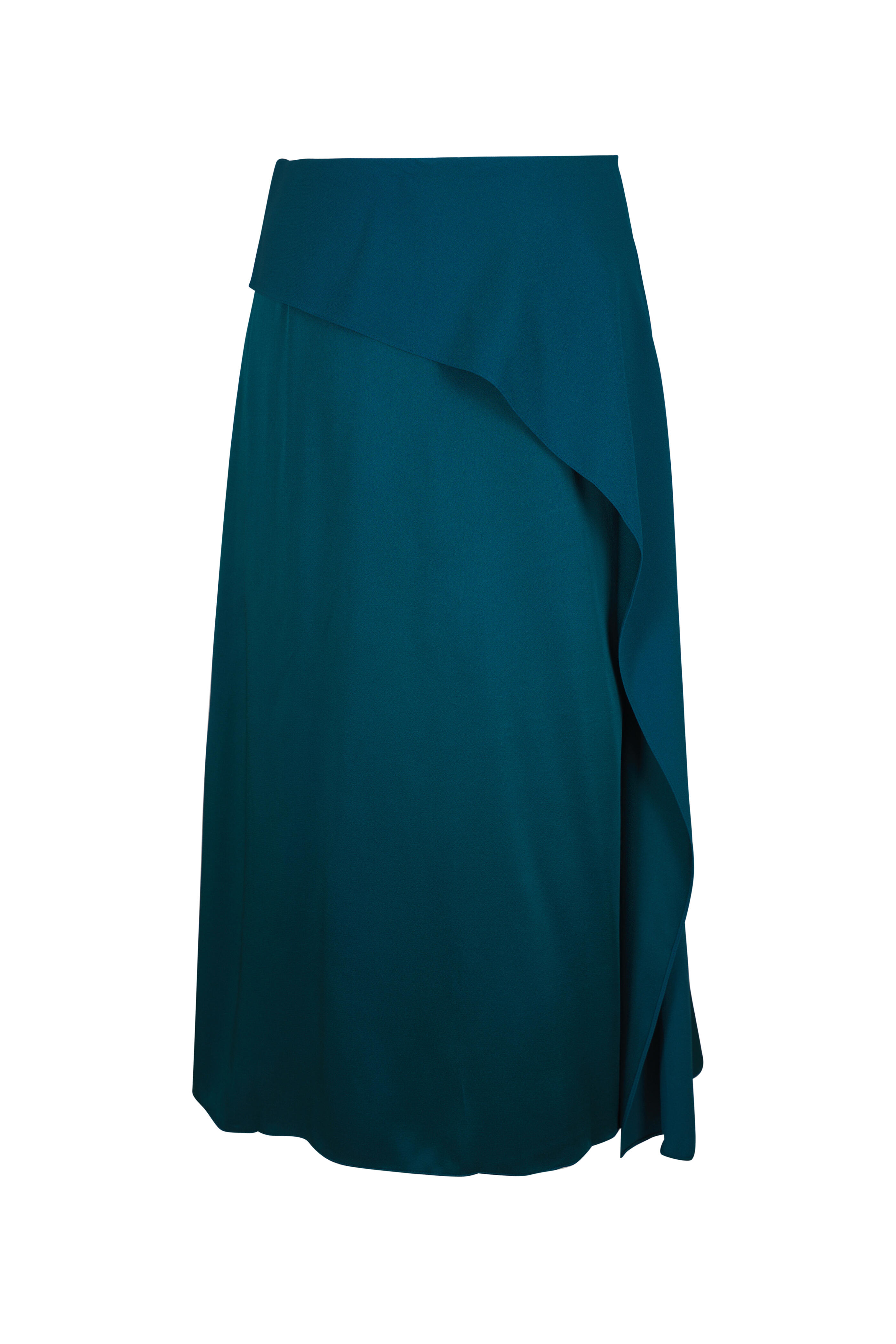 Erdem - Tempest Teal Satin Cady Midi Skirt