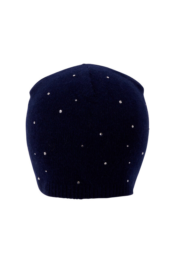 Carolyn Rowan - Navy Cashmere Scattered Crystal Beanie