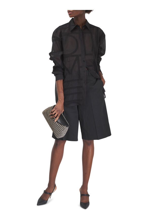 Totême Black Cotton & Linen Tailored Shorts - view 5