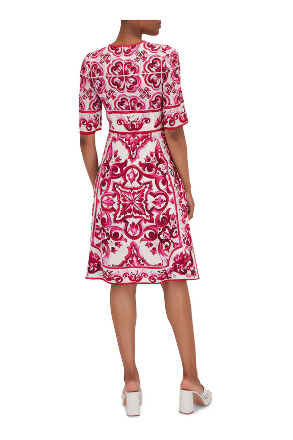 Dolce & Gabbana - Pink Print Stretch Silk Dress