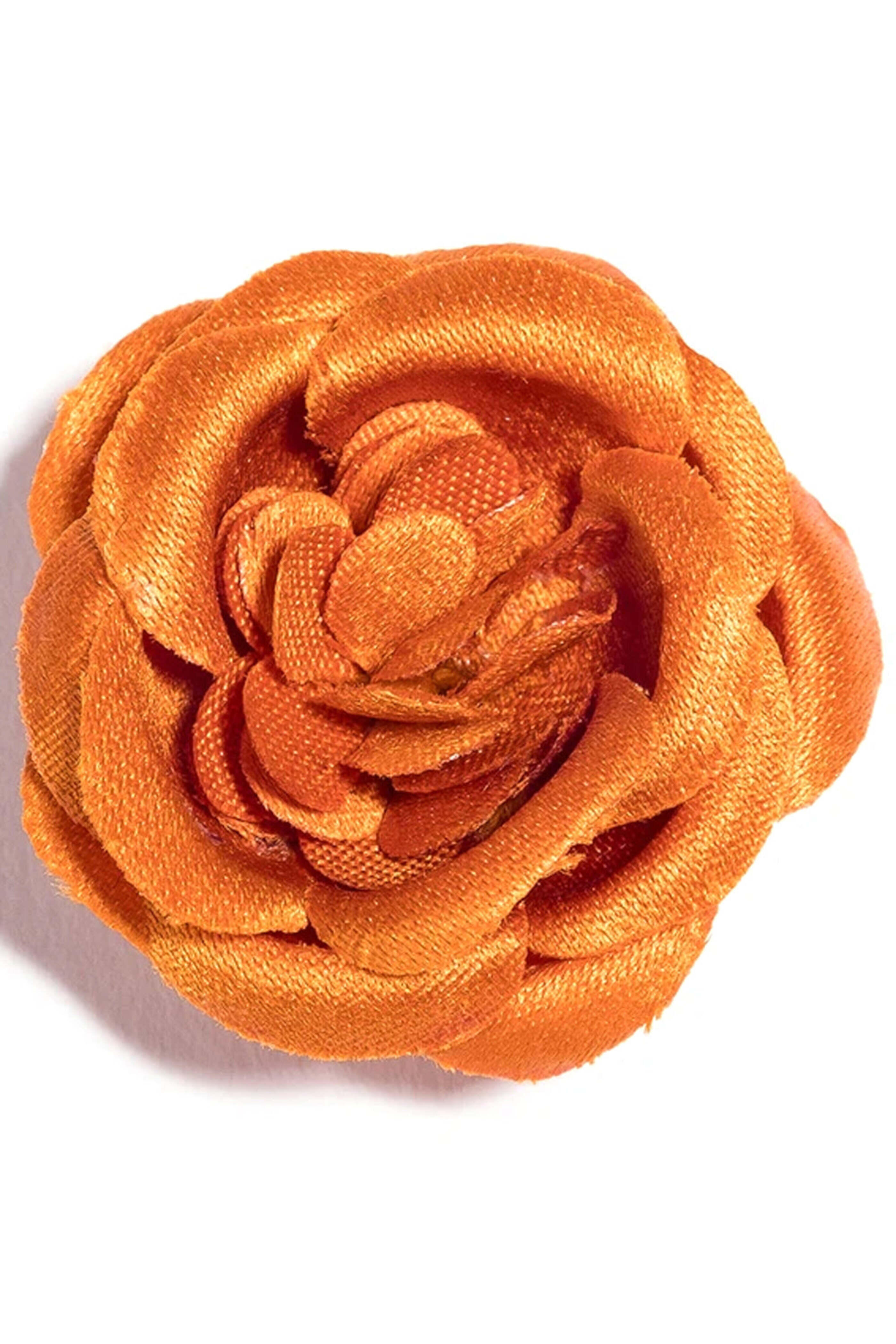 Hook + Albert - Small Buttercup Lapel Flower in Burnt Orange