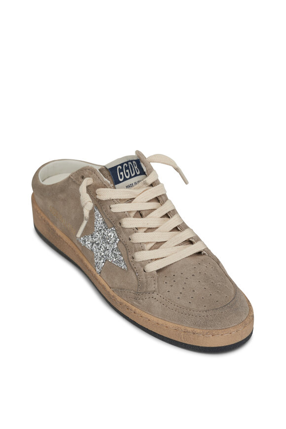 Golden Goose Ballstar Sabot Taupe & Silver Star Slip On Sneaker