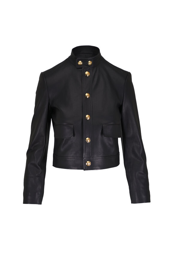 Nili Lotan Hadley Black Cropped Leather Jacket