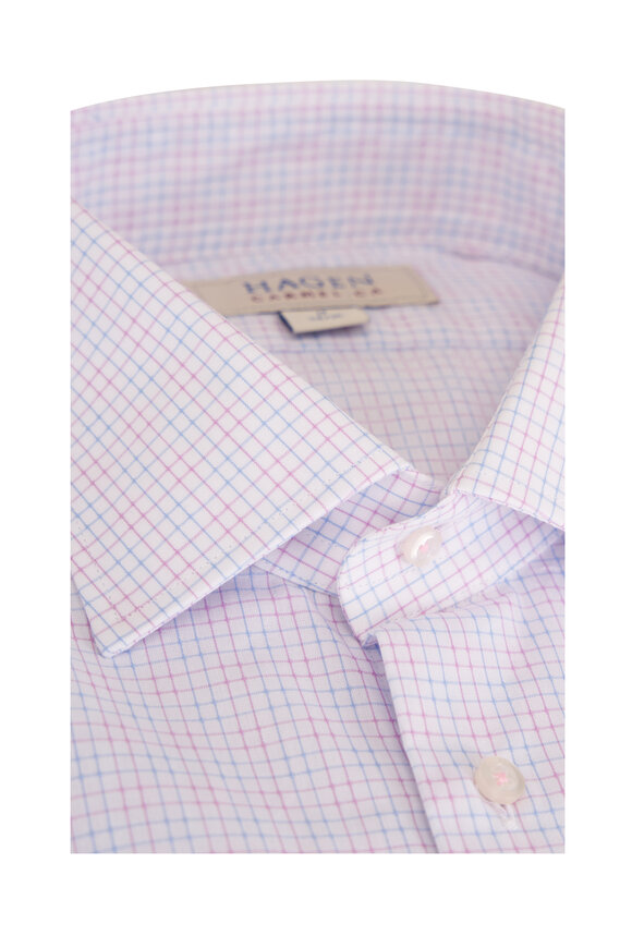 Hagen Shirts Pink & Blue Check Cotton Dress Shirt - view 2