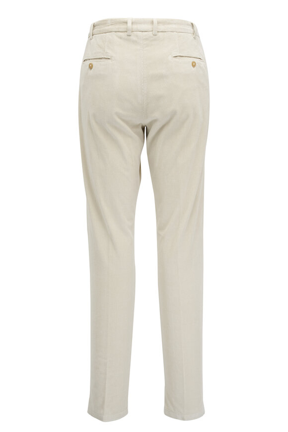 Canali - Ivory Corduroy Flat Front Pant 