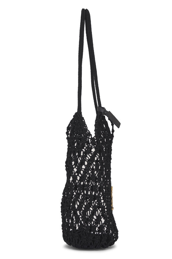 Saint Laurent Black Woven Cord Shoulder Bag - view 5