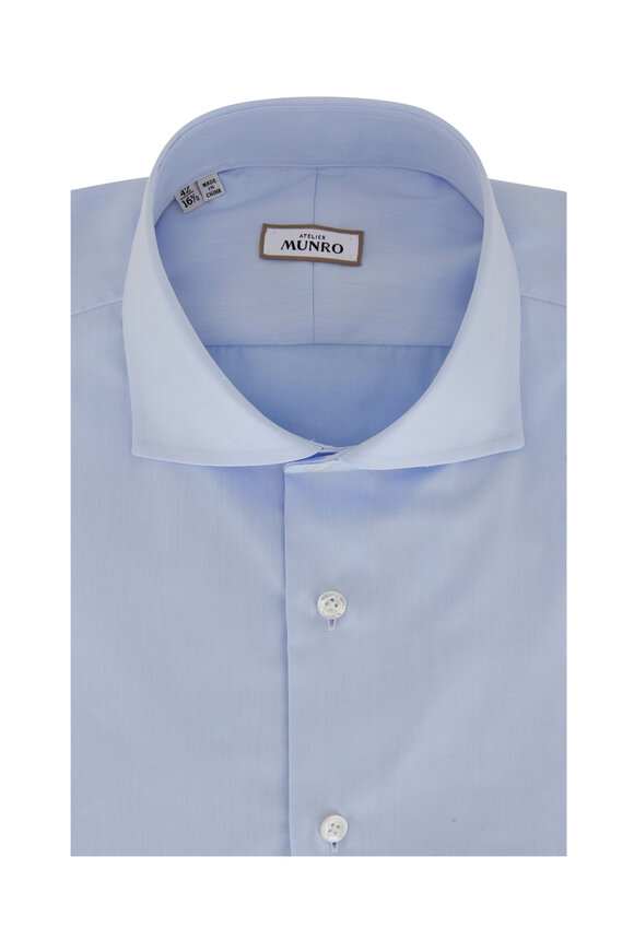 Atelier Munro Light Blue Fine Twill Cotton Dress Shirt