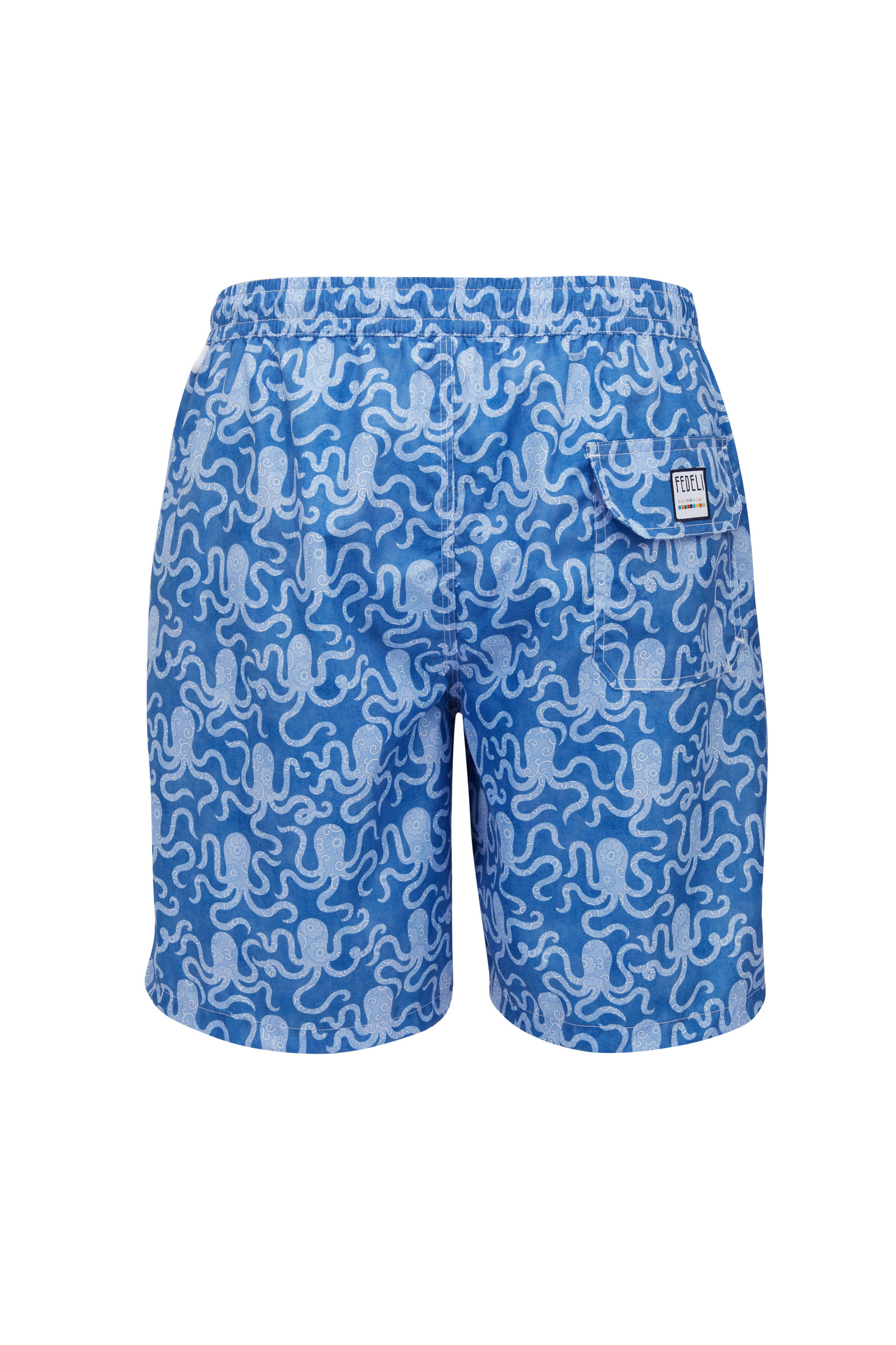 Fedeli - Blue Octopus Print Swim Trunks | Mitchell Stores