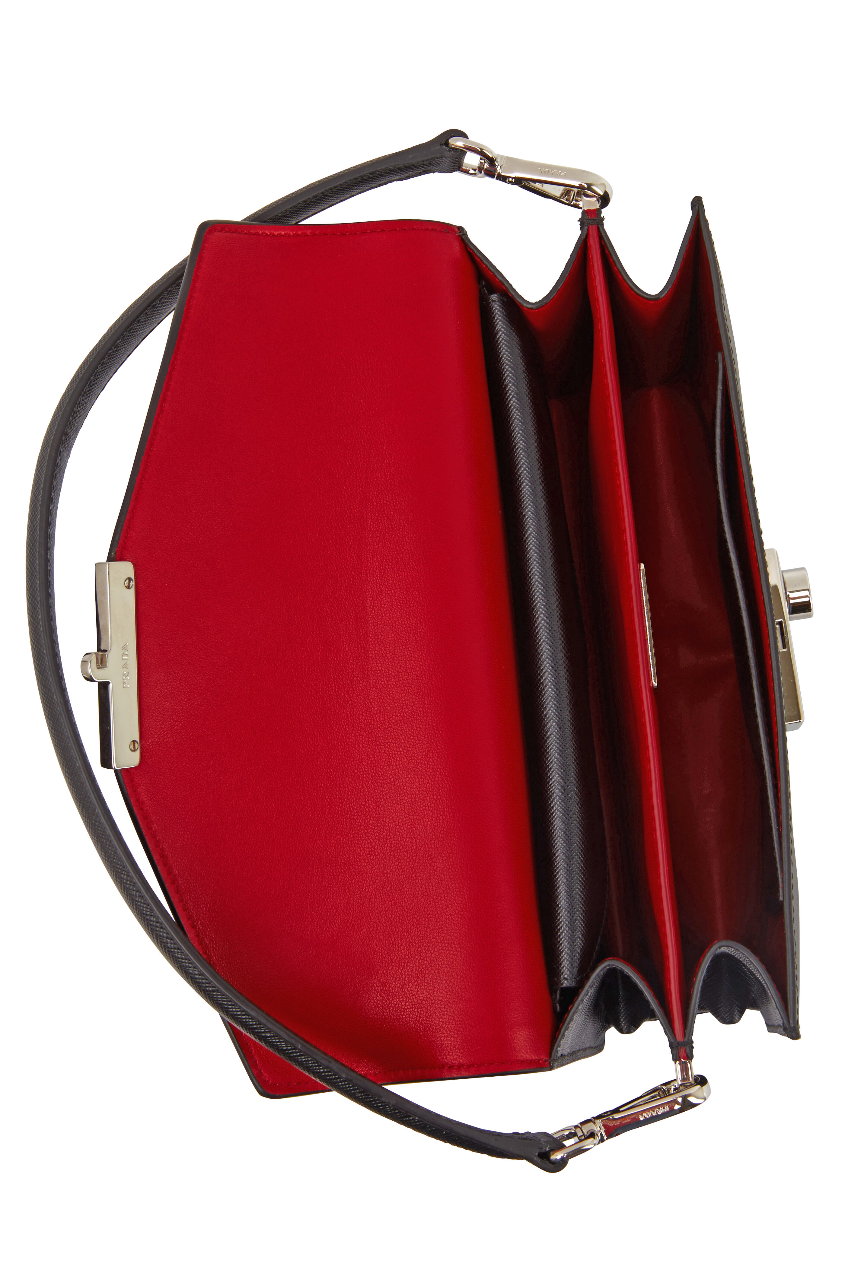PRADA Saffiano Flap Shoulder Bag Black 1191810