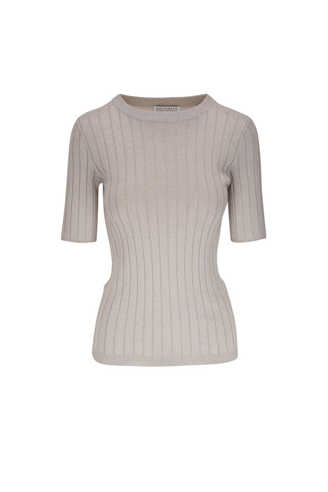Brunello Cucinelli - Heather Gray Ribbed Cotton Long Sleeve
