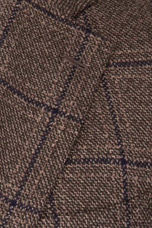 Cesare Attolini Taupe & Navy Windowpane Sportcoat - view 3