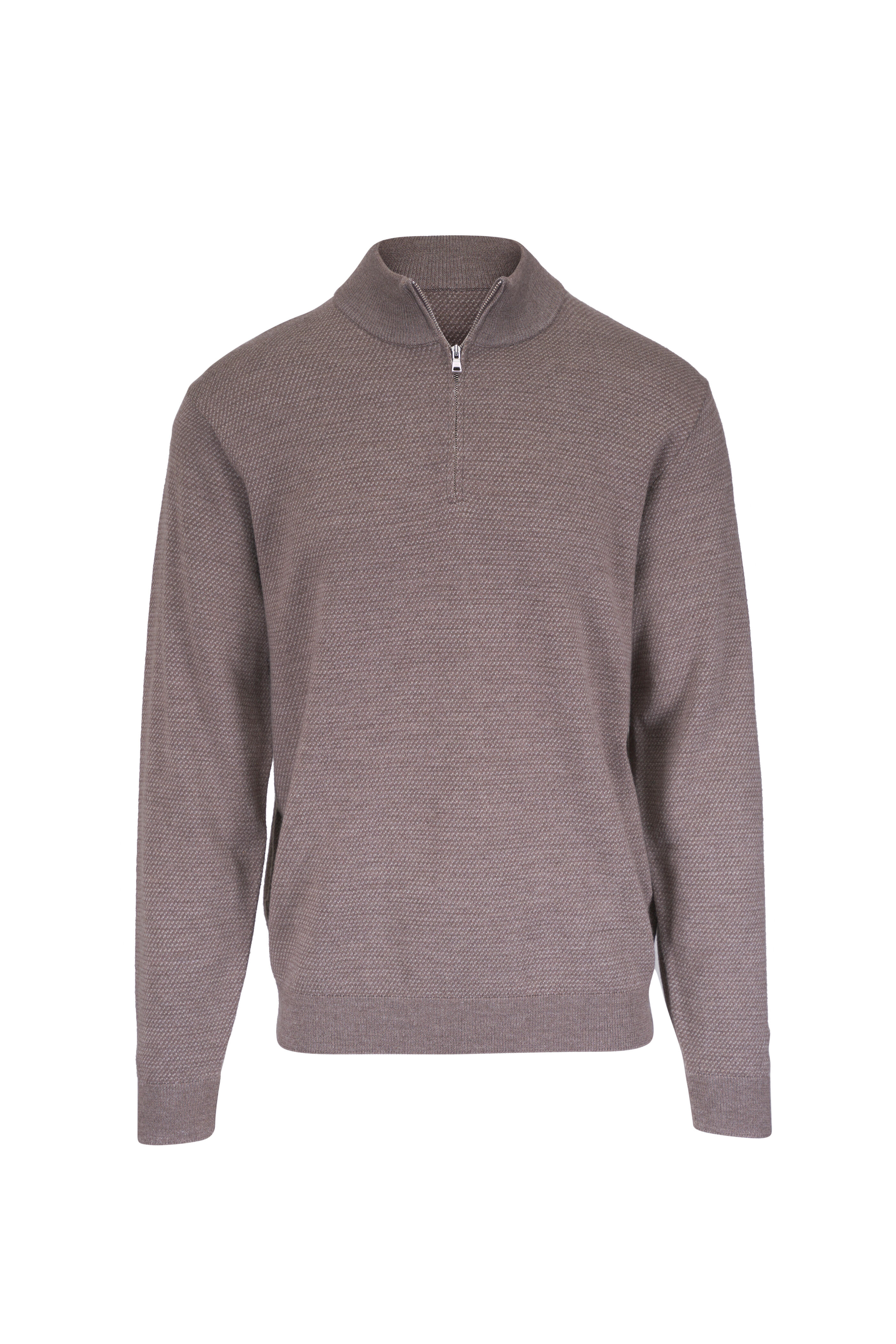 Peter Millar - Keene Camel Wool Quarter Zip Sweater