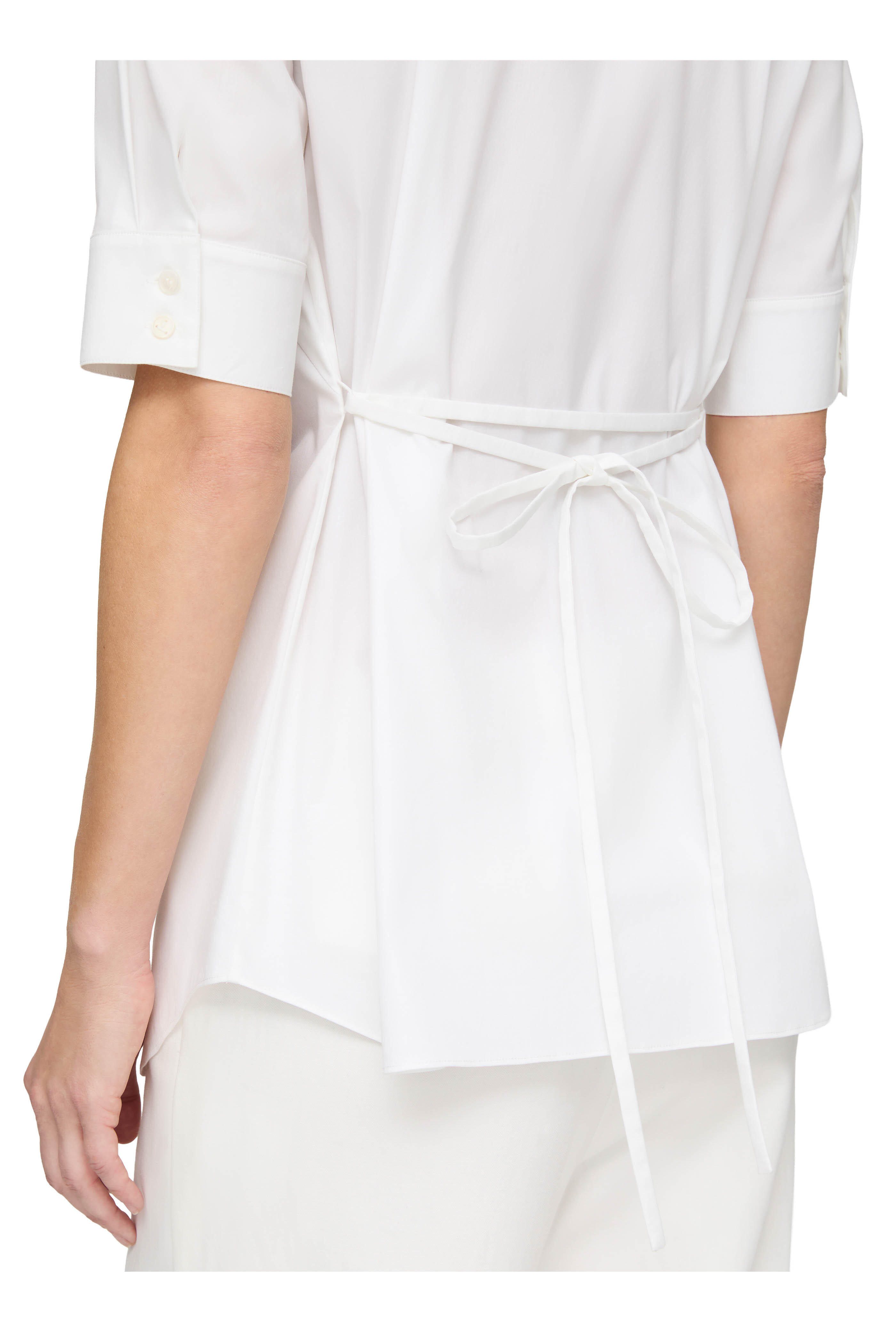 Lafayette 148 New York - White Stretch Cotton Tie Back Shirt