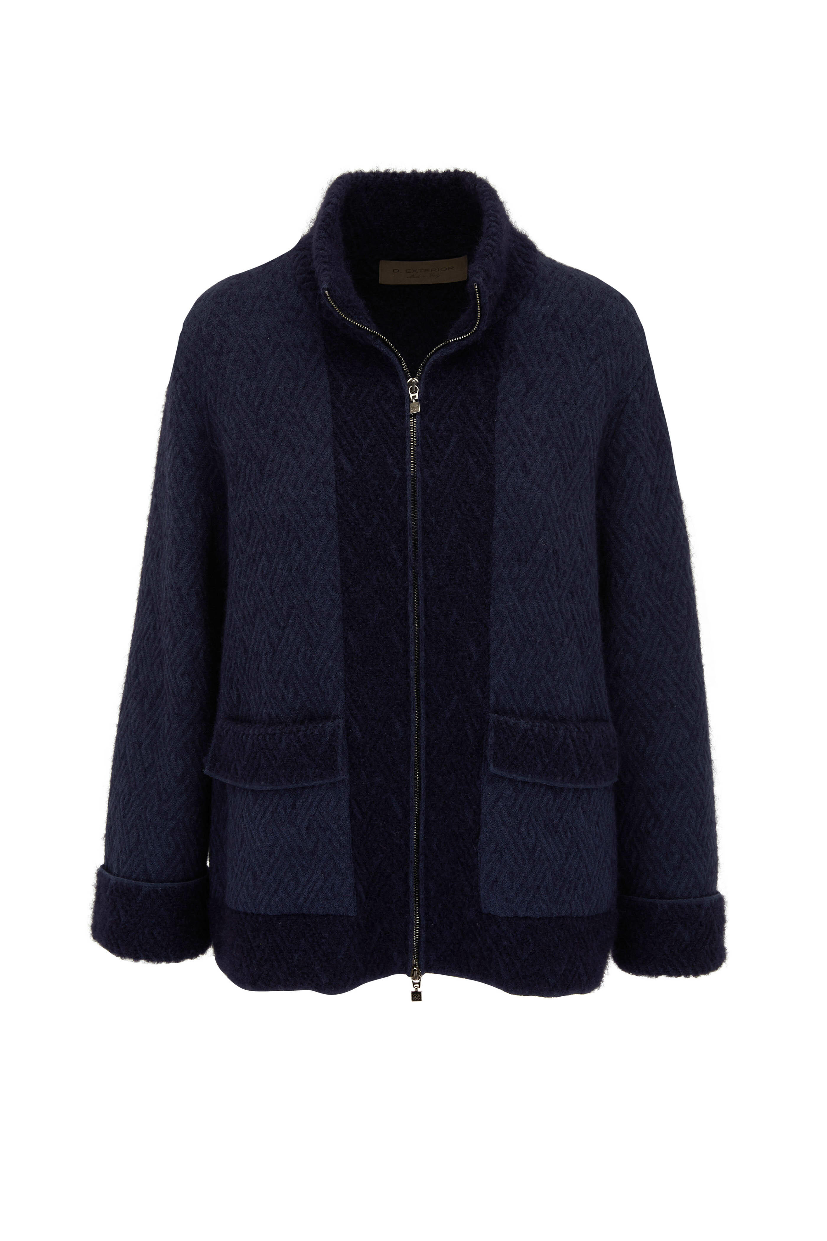 D.Exterior - Navy Blue Zip Up Wool Jacket | Mitchell Stores