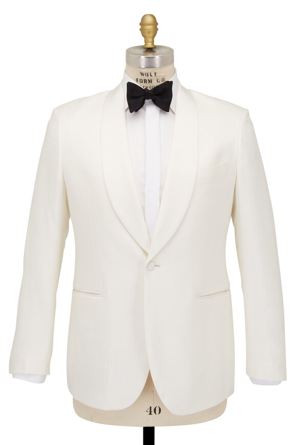 Atelier Munro - Off White Hopsack Contrasting Shawl Collar Jacket